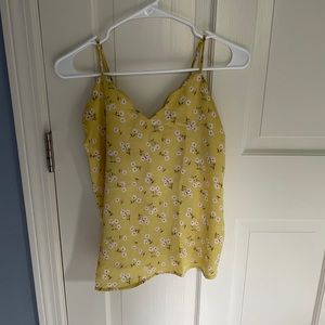 monteau los angeles golden tank top with flower print and adjustable straps